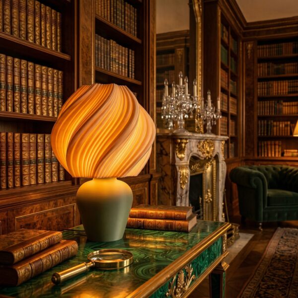 Elegant lamp in a luxurious library